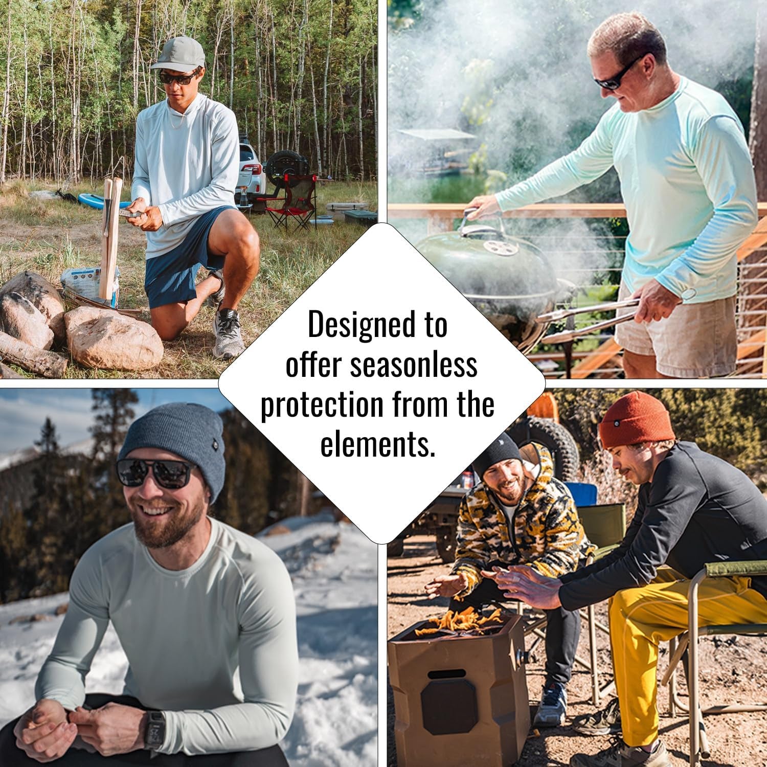 Men's Outdoor Long Sleeve T-Shirt with UPF 50+ UV Sun Protection for Fishing, Running, Hiking, and Swimming