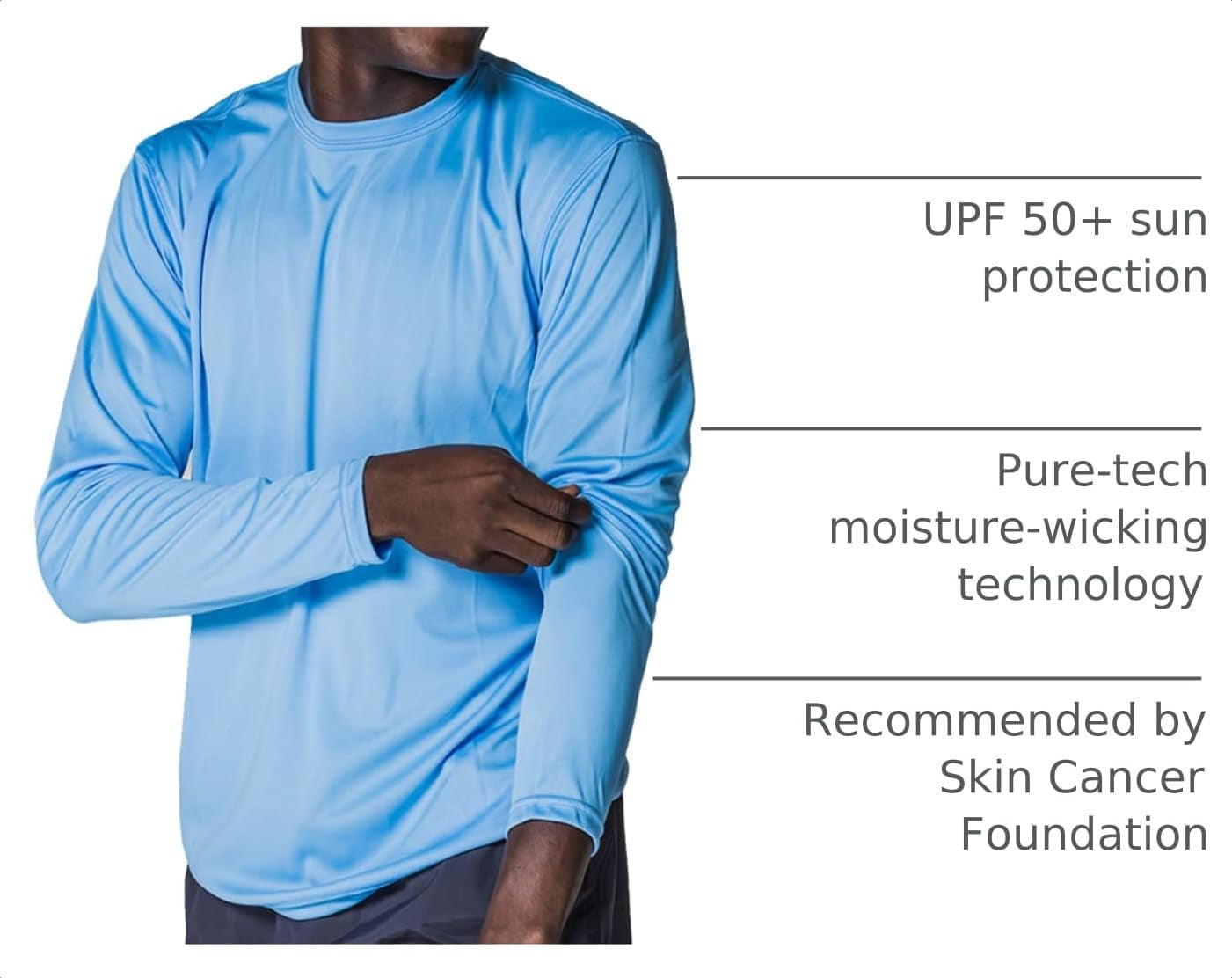 Men's Outdoor Long Sleeve T-Shirt with UPF 50+ UV Sun Protection for Fishing, Running, Hiking, and Swimming