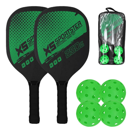 Professional Pickleball Racket Set - Includes 2 Paddles and 4 Balls