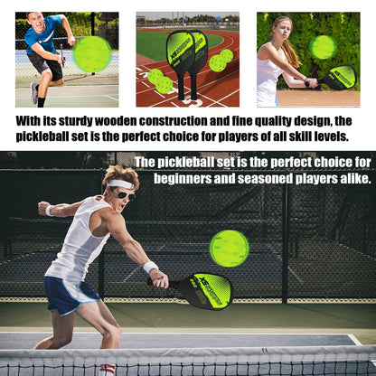 Professional Pickleball Racket Set - Includes 2 Paddles and 4 Balls