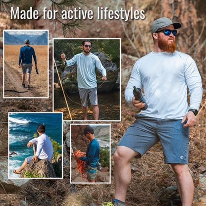 Men's Outdoor Long Sleeve T-Shirt with UPF 50+ UV Sun Protection for Fishing, Running, Hiking, and Swimming