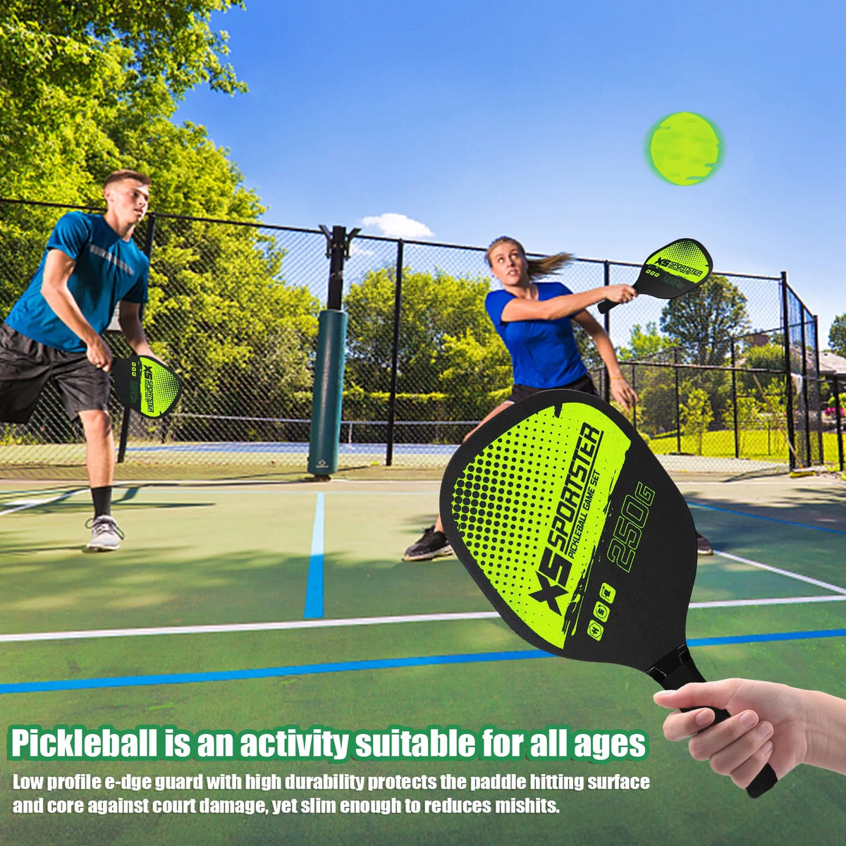 Professional Pickleball Racket Set - Includes 2 Paddles and 4 Balls