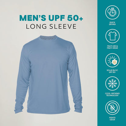 Men's Outdoor Long Sleeve T-Shirt with UPF 50+ UV Sun Protection for Fishing, Running, Hiking, and Swimming